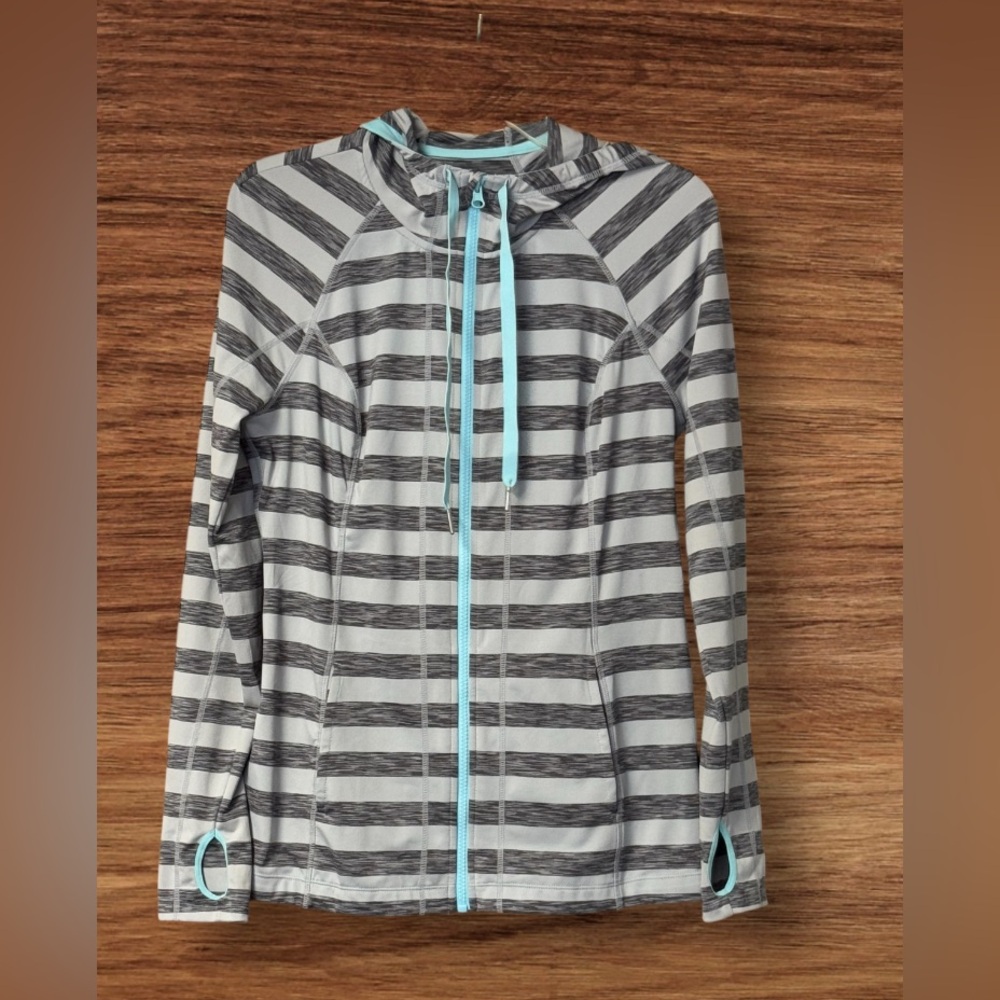 EUC Women's LUKKA Grey Full Zip Stretch Active Hoodie Jacket SZ M